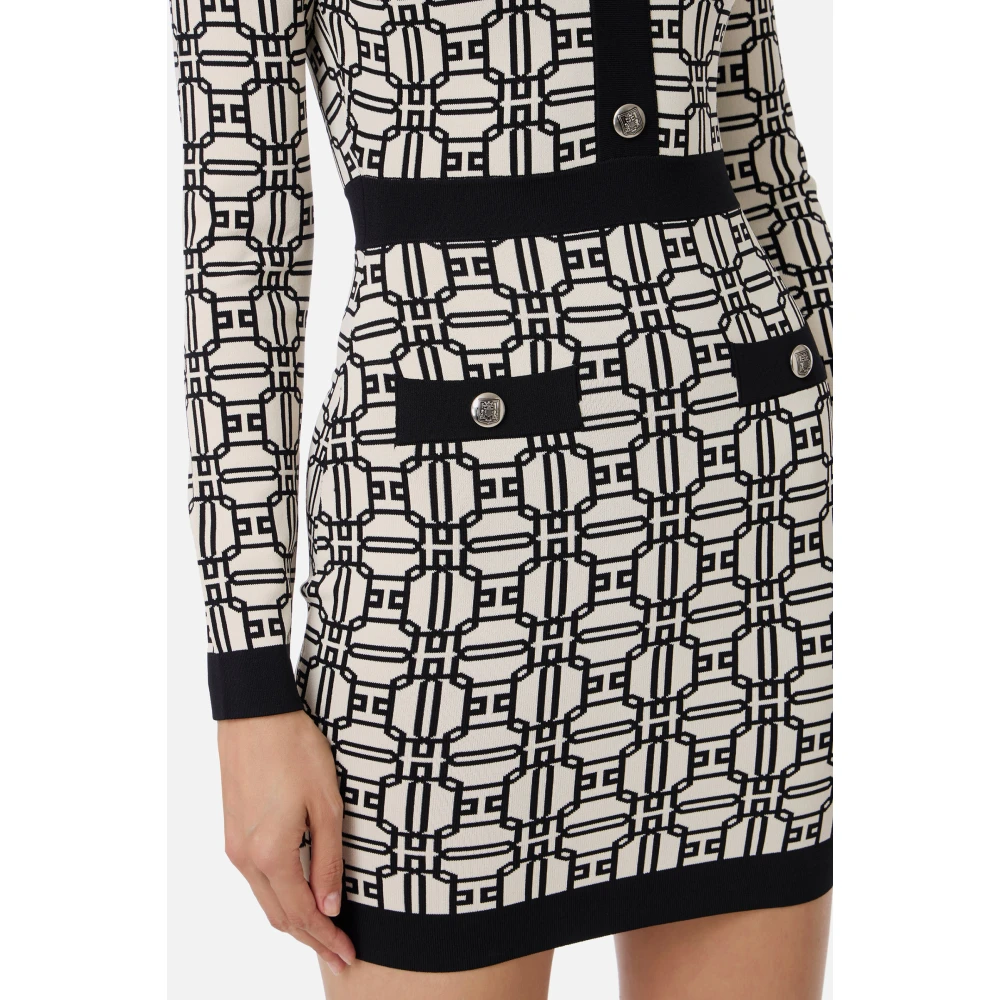 Elisabetta Franchi Jacquard Logo Print Mini Jurk Multicolor Dames