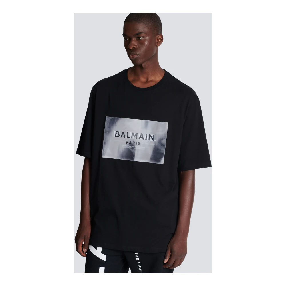 Balmain Main Lab hologram T-shirt Black Heren