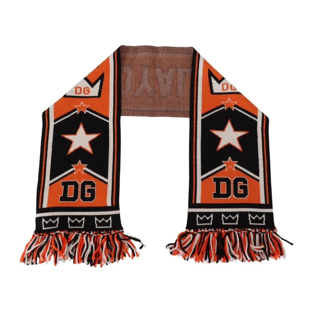 Dolce & Gabbana Men's Multicolor Winter Scarves, One Size, Logo Detail Scarf Wrap