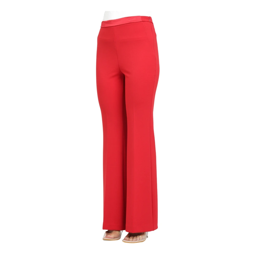ViCOLO Rode Elegante High-Waisted Straight-Leg Broek Red Dames