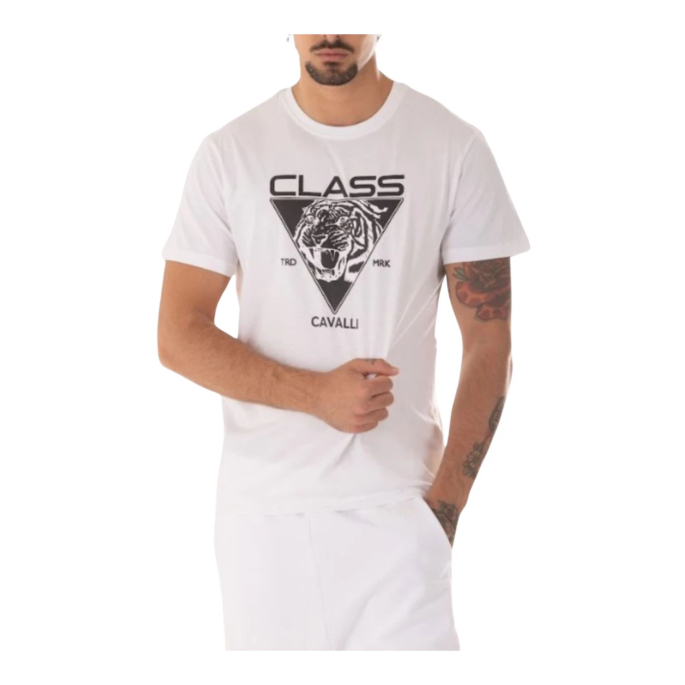 Just Cavalli Heren Logo T-shirt White Heren