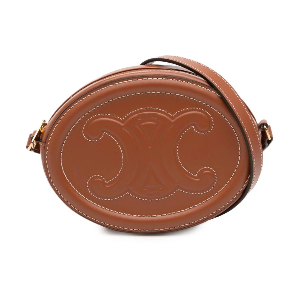 Celine Vintage Women's Brown Vintage Cross Body Bags, One Size, Pre-Owned Round Crossbody Bag