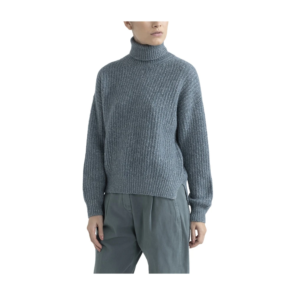 PESERICO Alpaca mohair katoen en lurex trui Green Dames