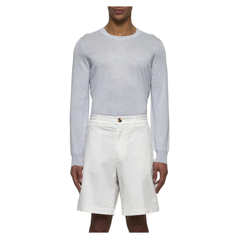 BRUNELLO CUCINELLI Witte Katoenen Gabardine Regular Fit Broek White Heren