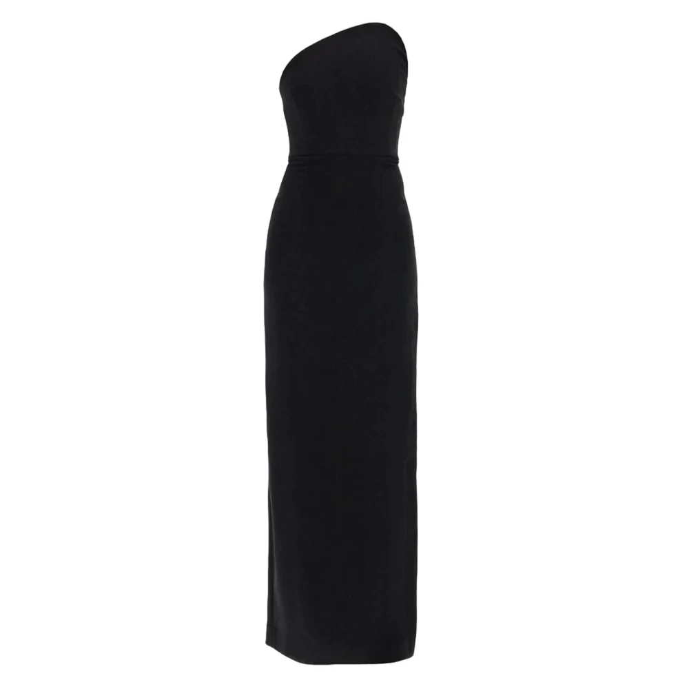 Solace London Zwarte Maxi Asymmetrische Jurk Mouwloos Strapless Black Dames