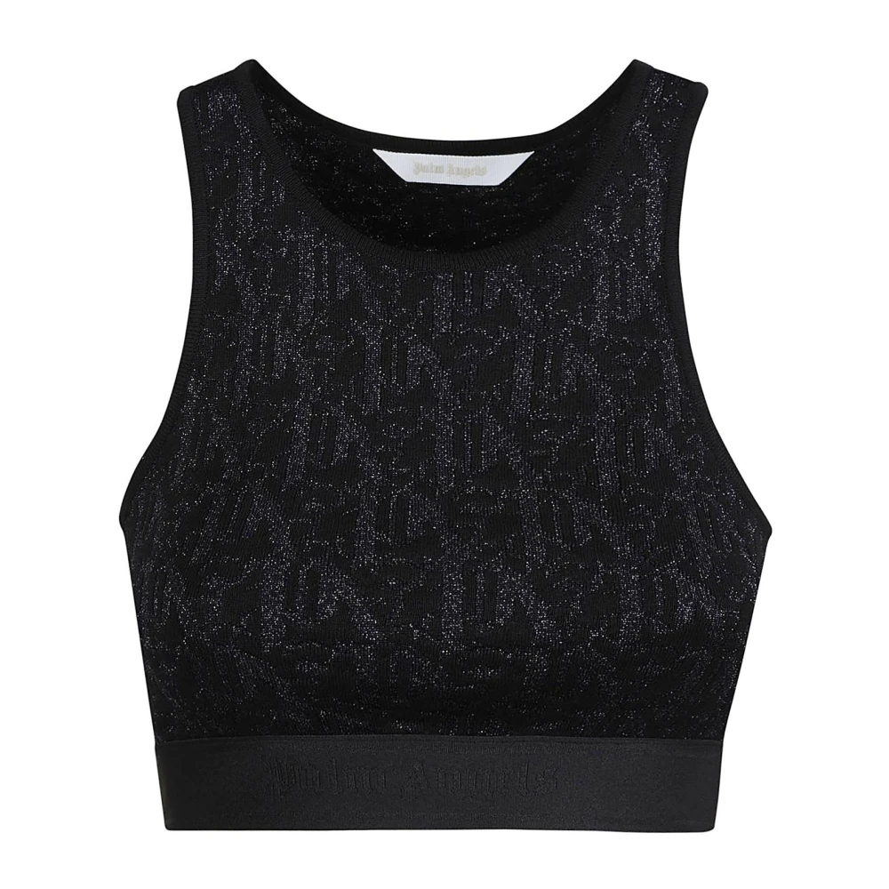 Palm Angels Monogram Jacquard Gebreide Top Black Dames