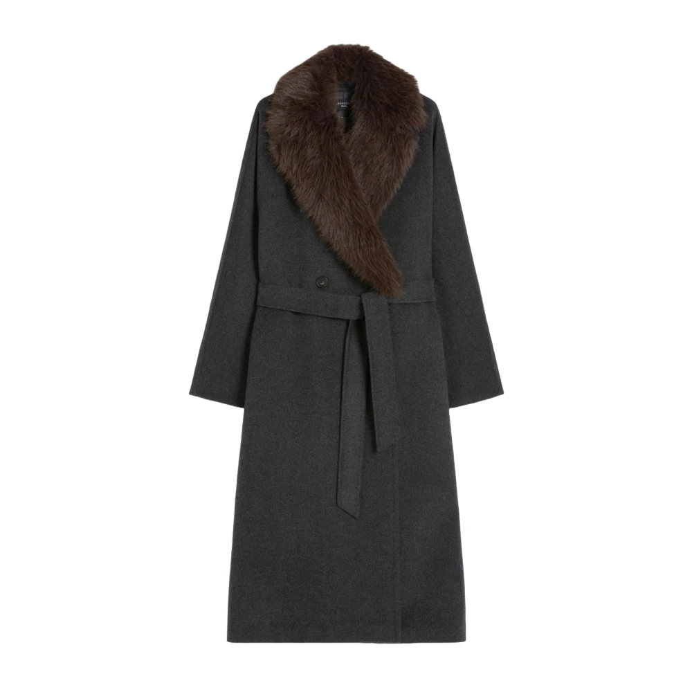 Weekend Max Mara Gray Belted Coats, Female, 2XS, Cacio1234 Coat