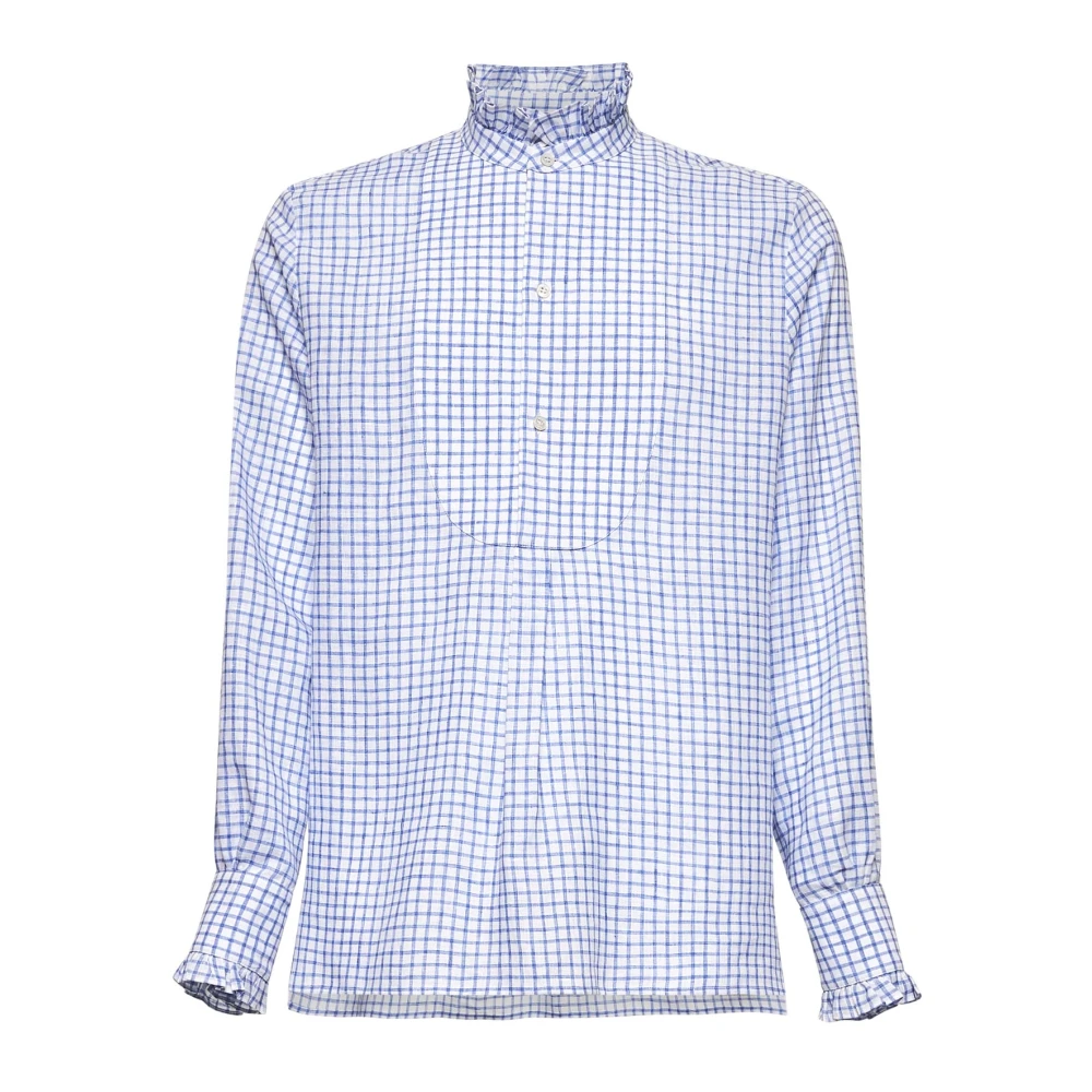 Valentino Gerimpelde Kraag Linnen Shirt Blue Dames