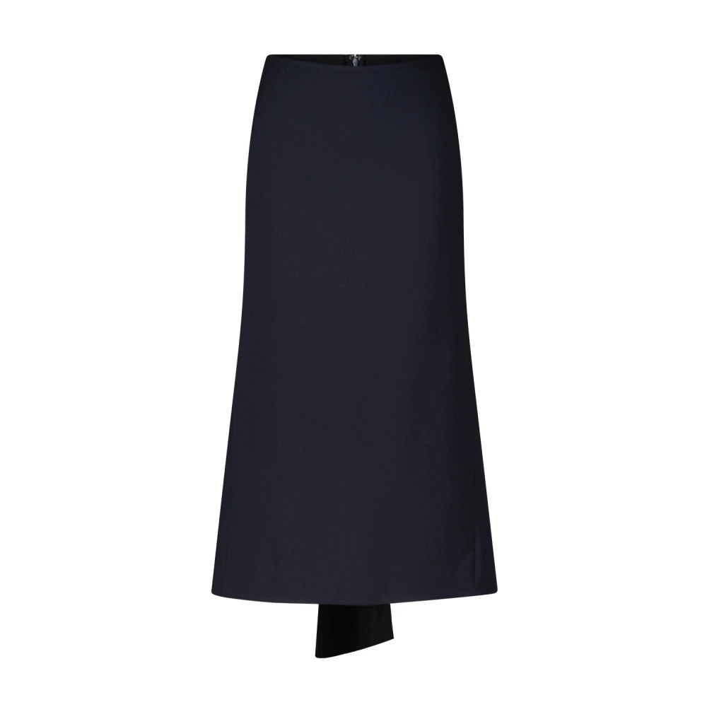 Victoria Beckham Women's Blue Midi Skirts, S, Wool-Crêpe Midi Skirt With Kick Detail