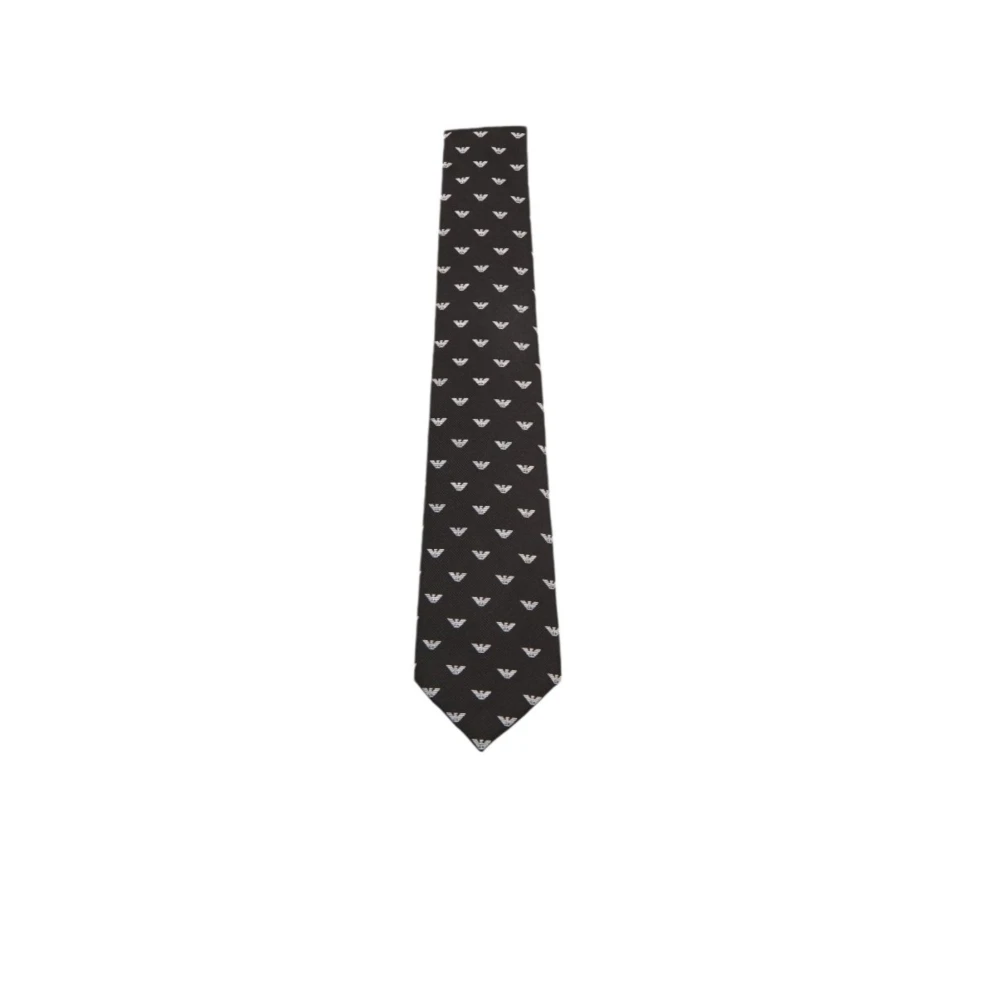 Emporio Armani Zijden stropdas met Eagle Logo Print Black Heren