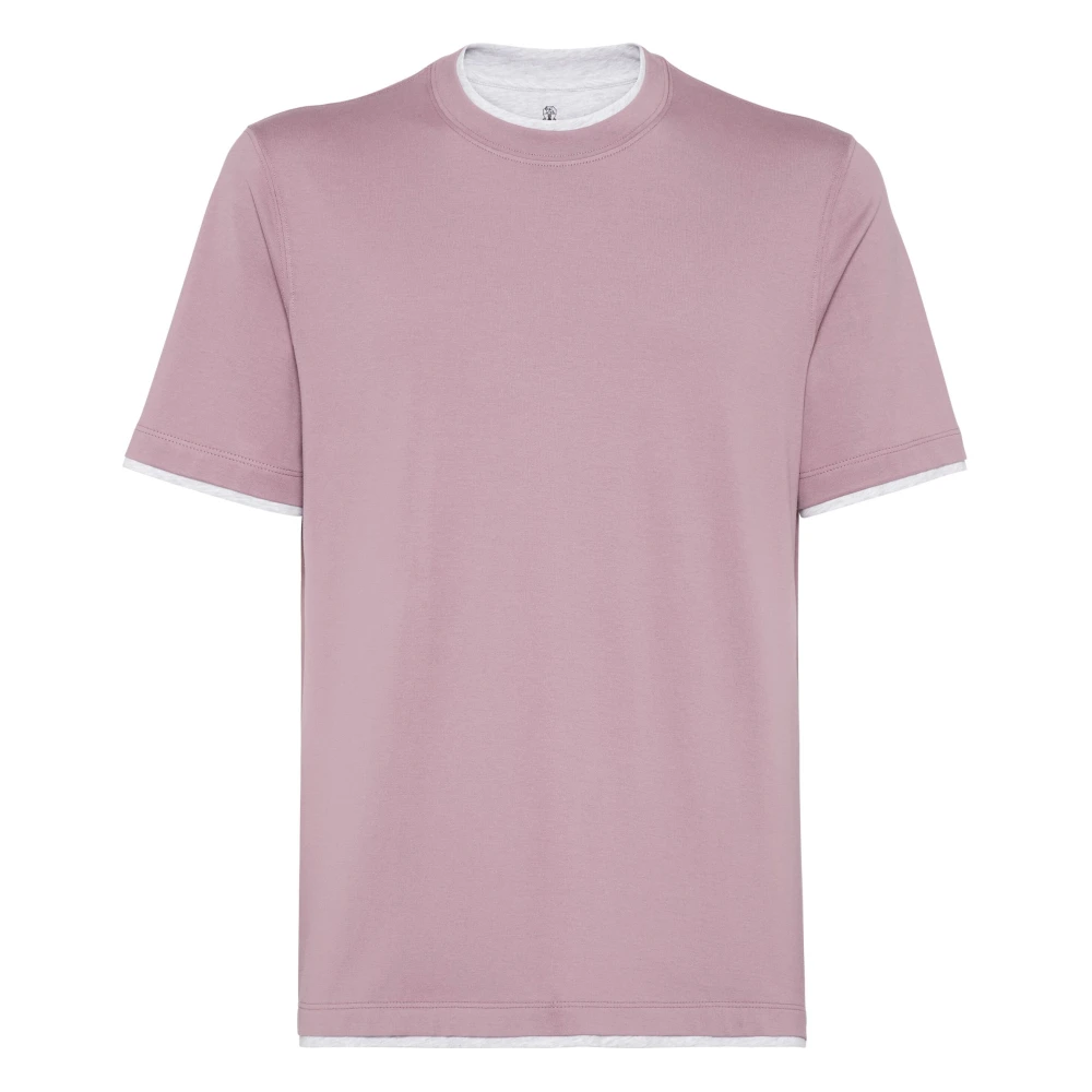 BRUNELLO CUCINELLI Italiaans Jersey Katoenen T-Shirt Pink Heren