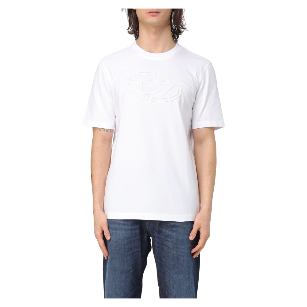 Diesel Casual T-shirt met Big Oval Design White Heren