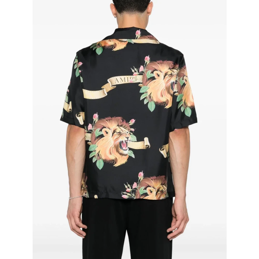 Amiri Zijden overhemd met bloemen- en leeuwenprint Multicolor Heren
