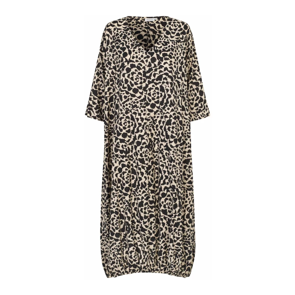 Masai Elegante Zwarte Jurk met ¾ Mouwen Multicolor Dames