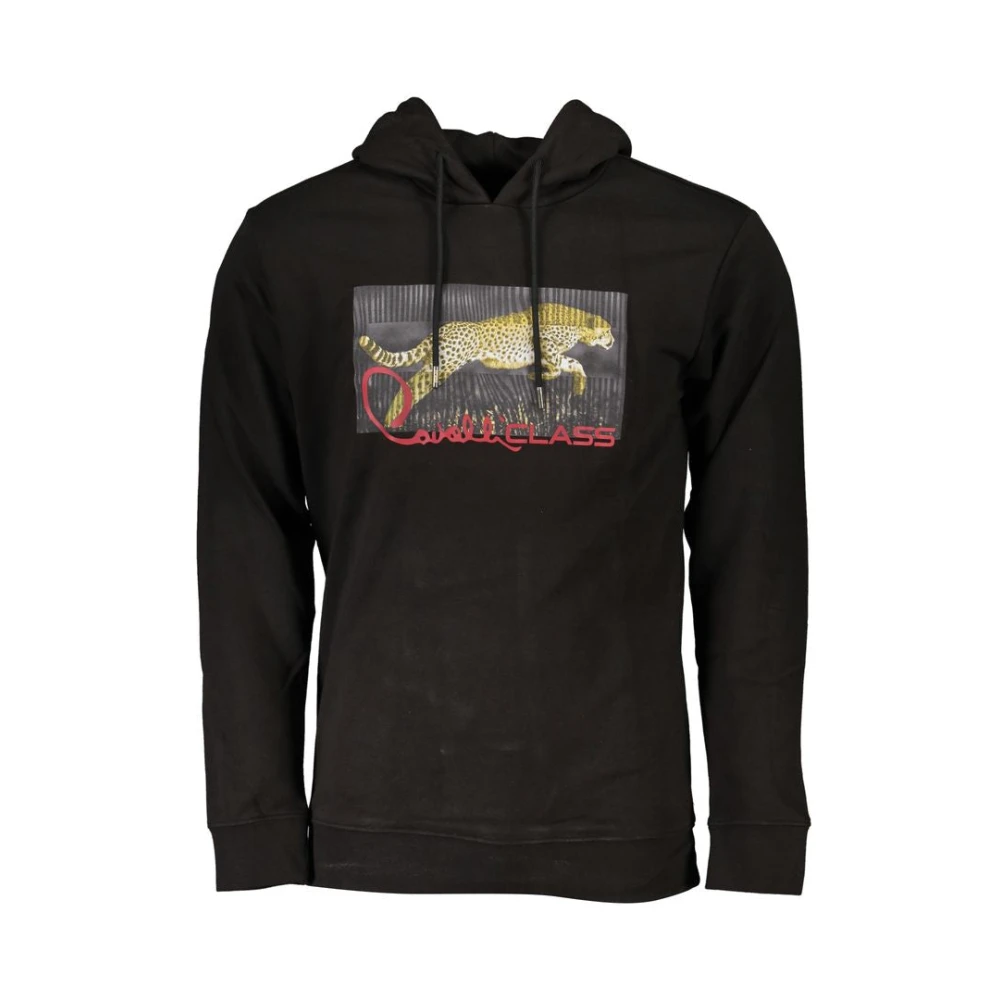 Cavalli Class Men's Black Hoodies,, Hooded Sweatshirt With Logo 2XL