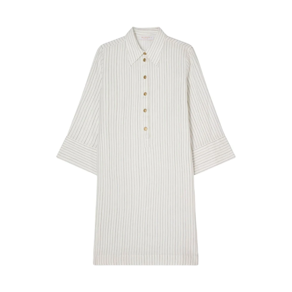 Busnel Ninette Gestreepte Jurk Beige Dames