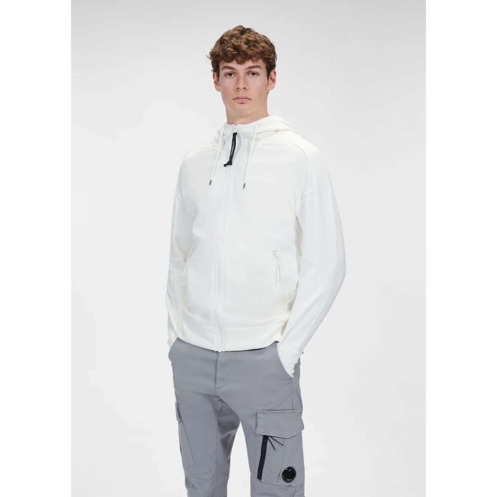 C.P. Company Zip-Up Hoodie met Goggle Detail White Heren