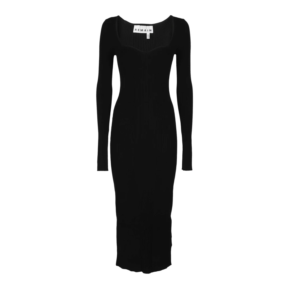 Remain Birger Christensen Elegant Curved Neck Dress Black Dames