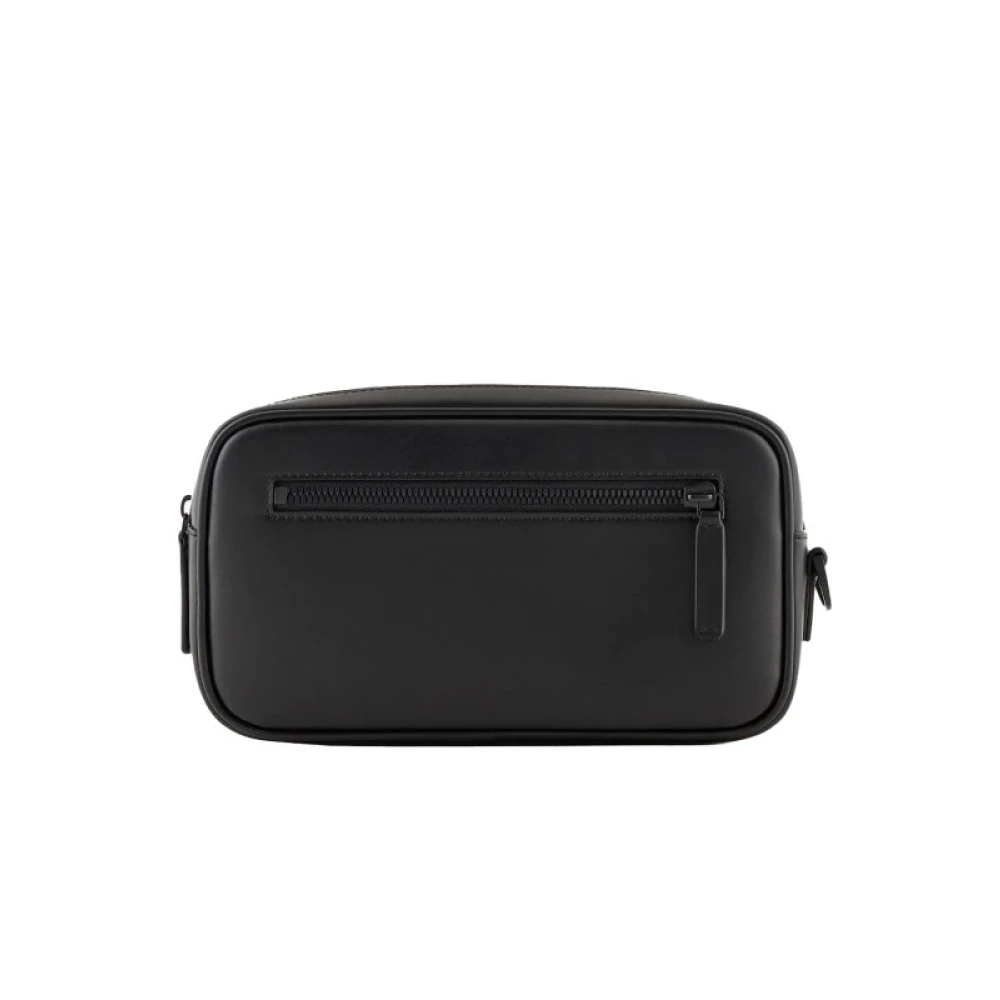 Armani Leren Toilettas voor Mannen Black Heren