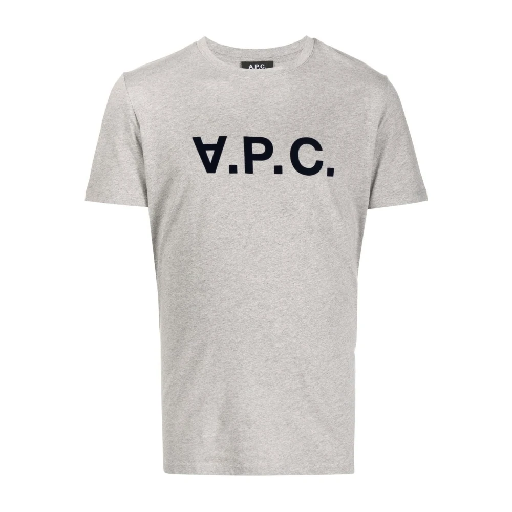 A.p.c. Grijze Katoenen Logo Print T-shirt Gray Heren