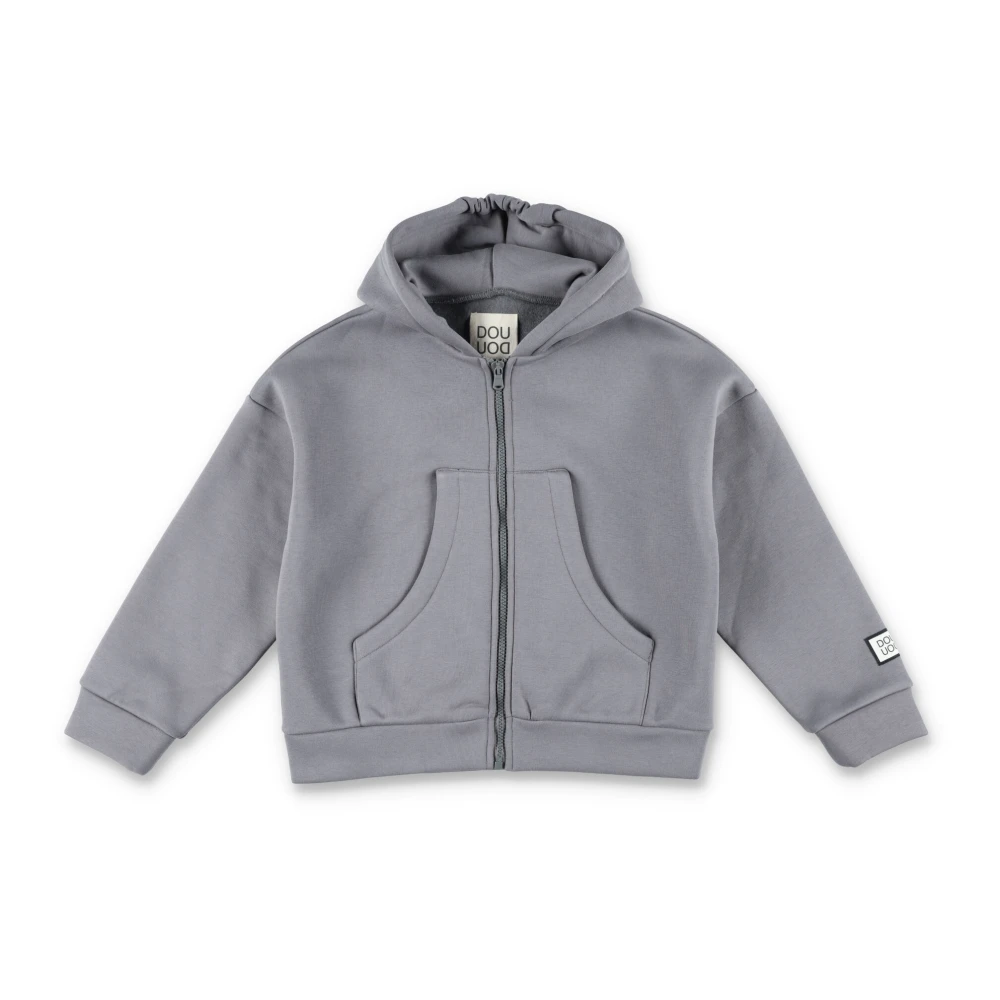 Douuod Woman Dragkedja Hoodie Stickat Gray, Flicka