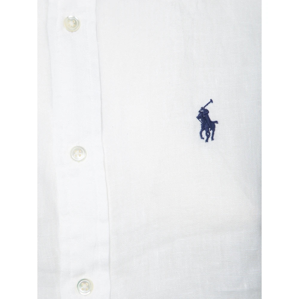 Polo Ralph Lauren Iconisch geborduurd logolinnen overhemd White Dames