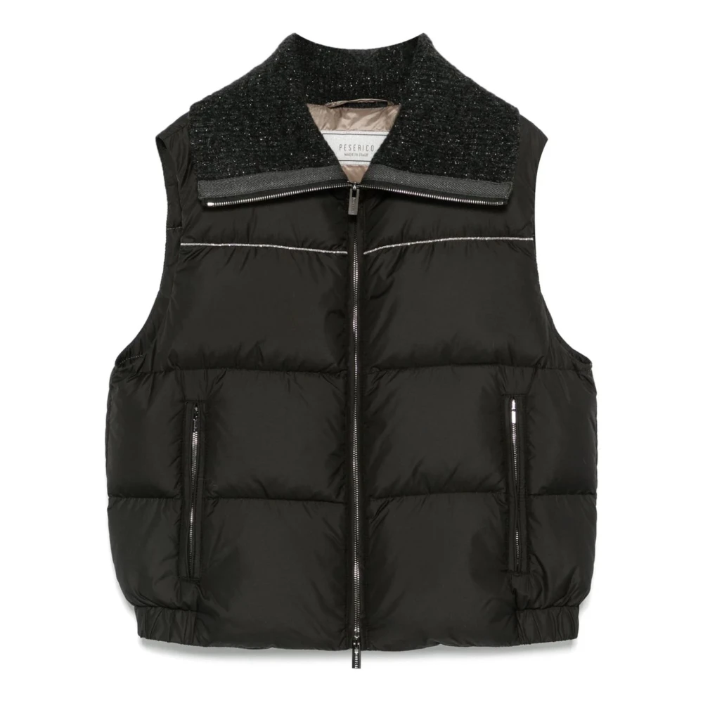 PESERICO Zwarte Gewatteerde Ganzendons Gilet Jas Black Dames