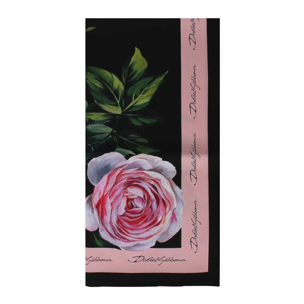 Dolce & Gabbana Pioenrozen Rozen Print Zijden Twill Sjaal Multicolor Dames