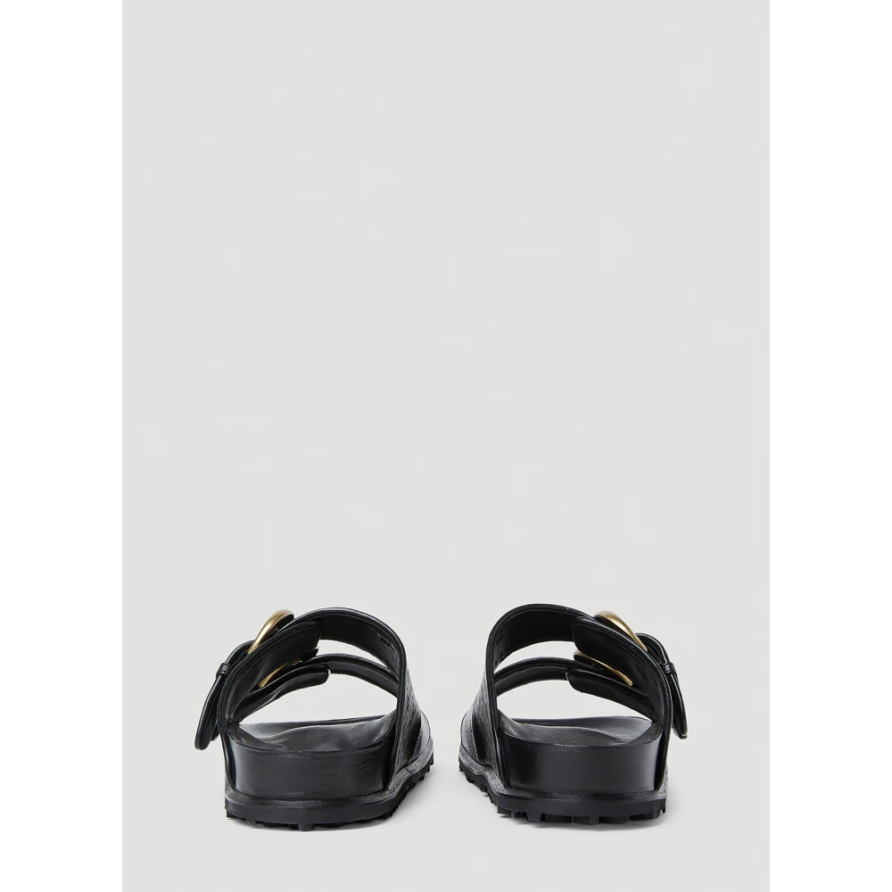 Marine Serre Gestempelde leren sandalen Black Dames