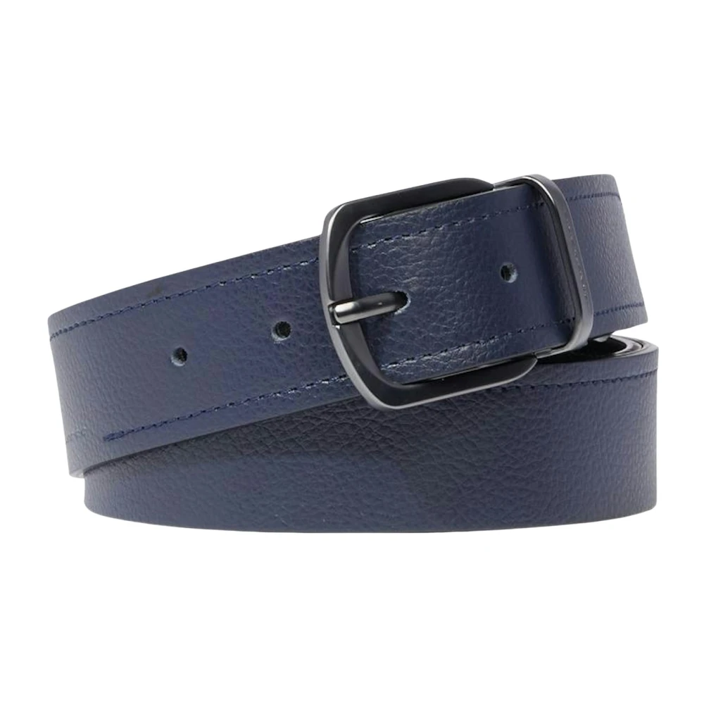 Piquadro Mannelijk Blauw Men’s Leather Belt With Prong Buckle