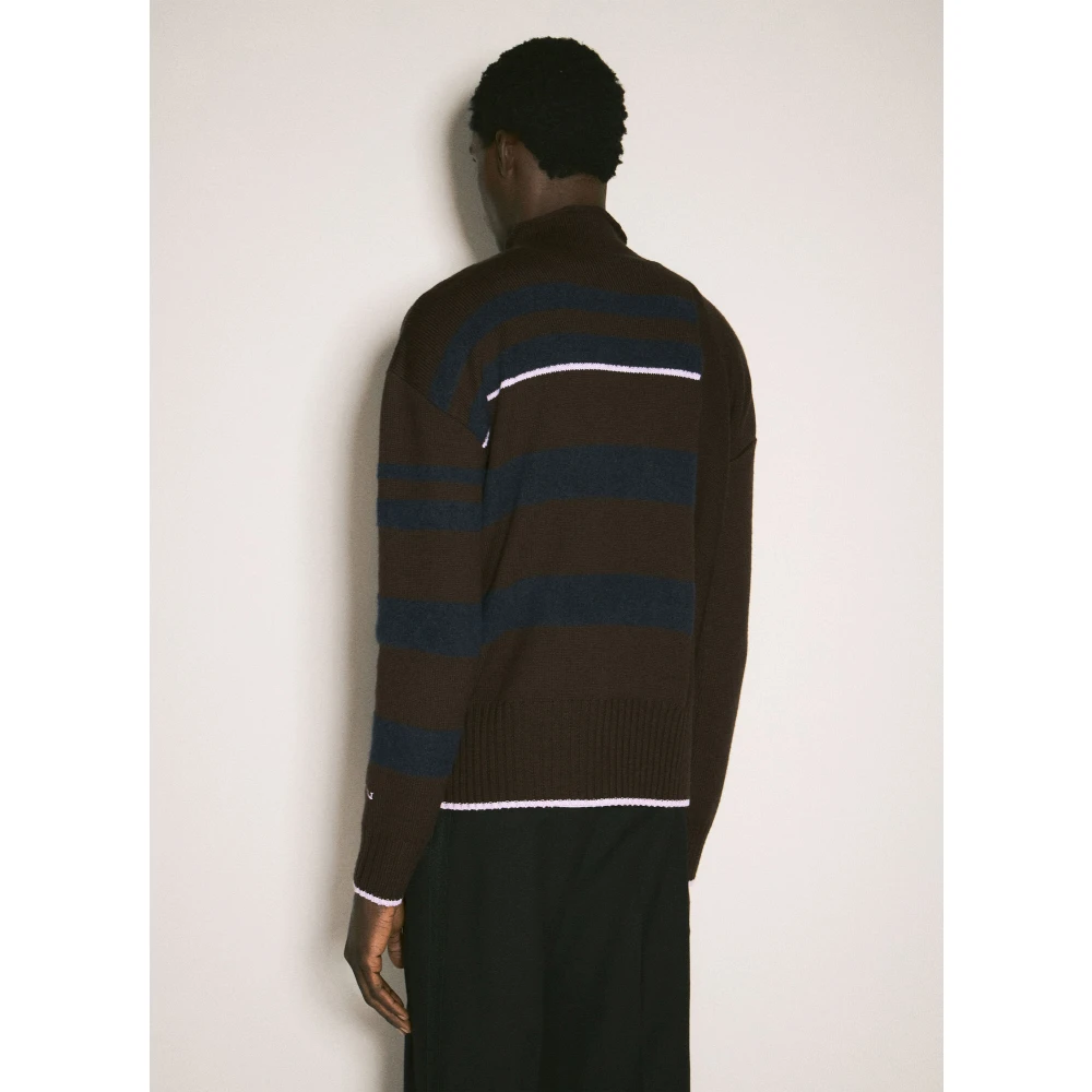 Lanvin Gestreepte Wollen Trui Brown Heren