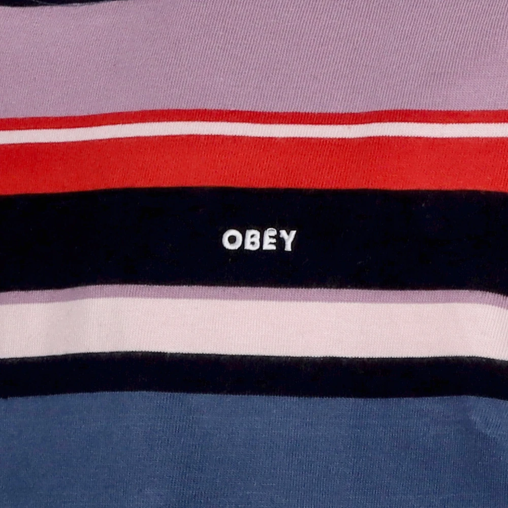 Obey Gestreept T-shirt Donker Denim Multi Multicolor Heren