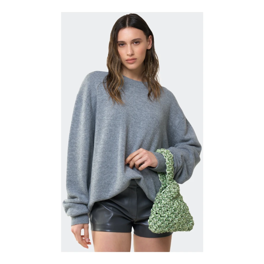 Hibourama Satin Knoop Clutch Green Dames