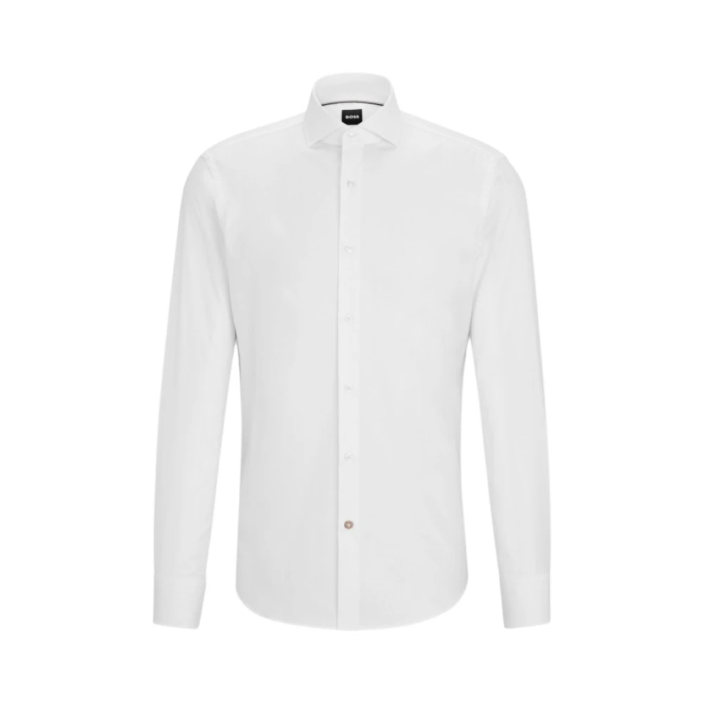 Hugo White Formal Shirts, Male, S, Regular Fit Cotton Twill Shirt