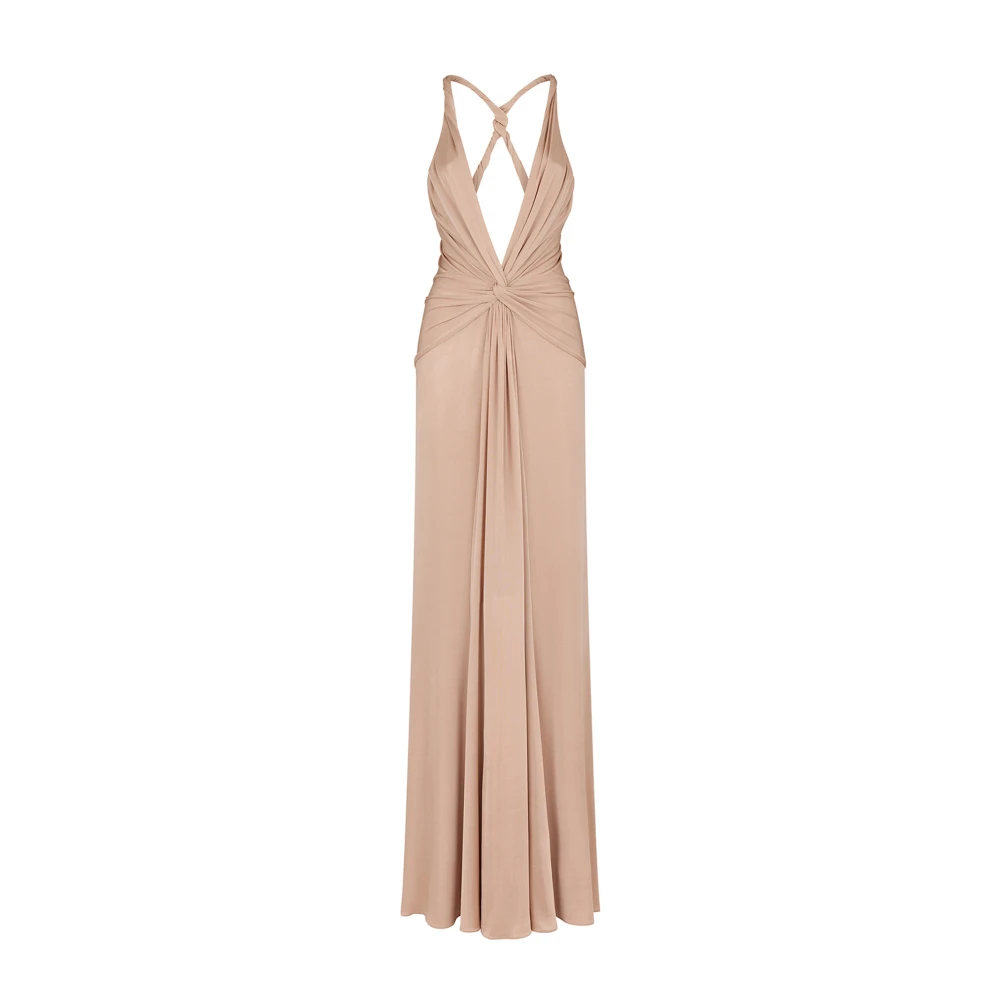 Tom Ford Beige V-Hals Criss-Cross Jurk Italië Beige Dames