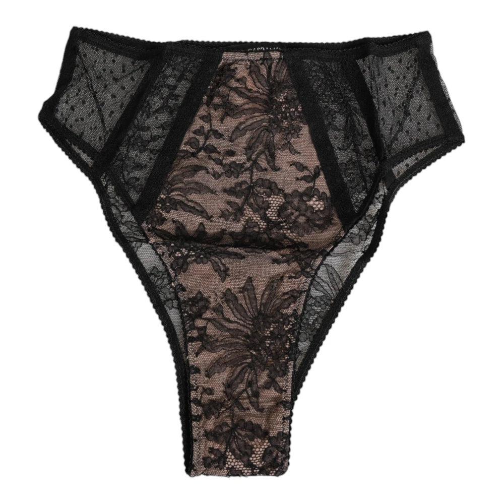 Dolce & Gabbana Women's Black Floral Lace High Waist Panty