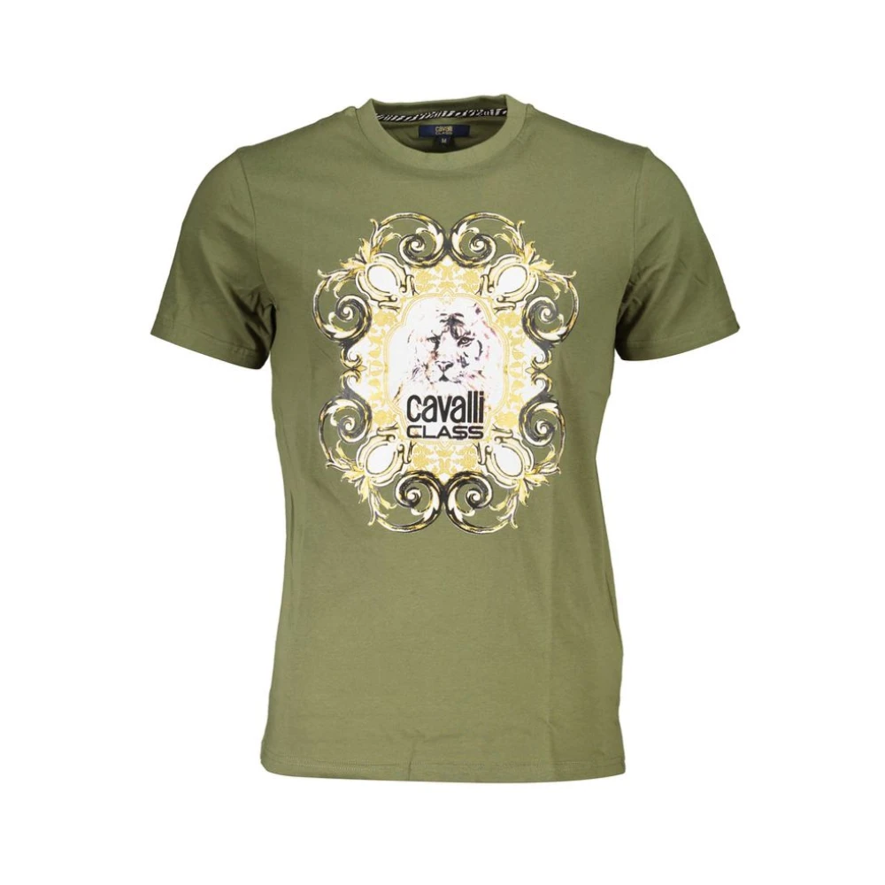 Cavalli Class Bedrukt Logo T-shirt Korte Mouw Ronde Hals Green Heren