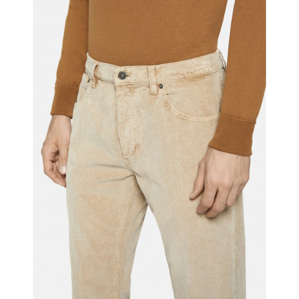 Dondup Brighton Carrot-Fit Corduroy Broek Beige Heren