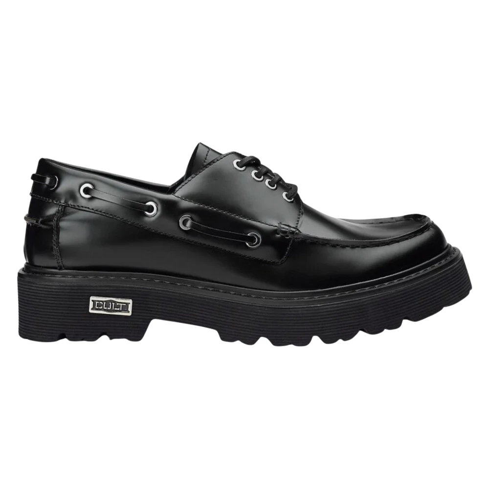 Cult Zwarte platte schoenen U Barca Pelle Fondo Slash Black Heren