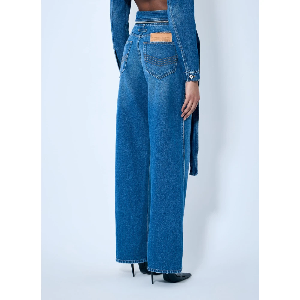 Jean Paul Gaultier Zip-Belt Denim Jeans Blue Dames