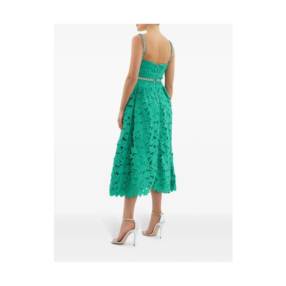 Rebecca Vallance Groene Geborduurde Vierkante Hals Jurk Green Dames