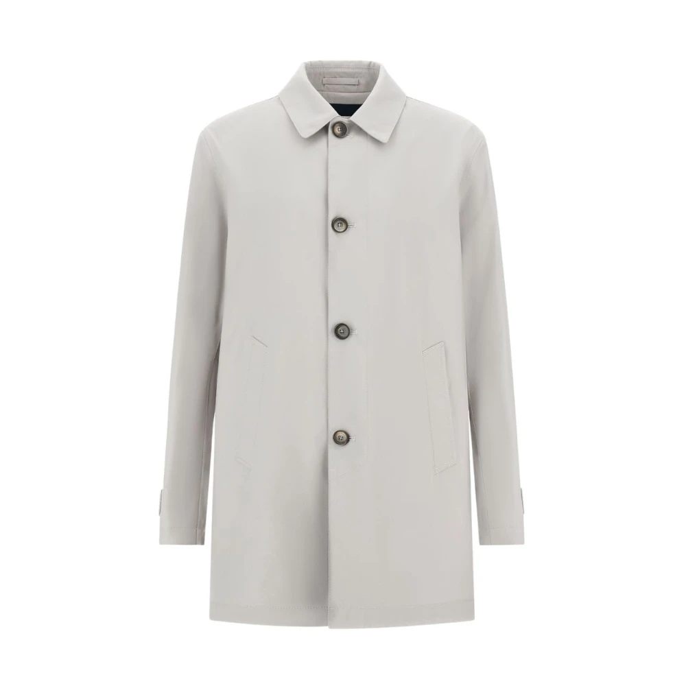 Herno Men's Gray Single-Breasted Coats, L, Single-Breasted Coat