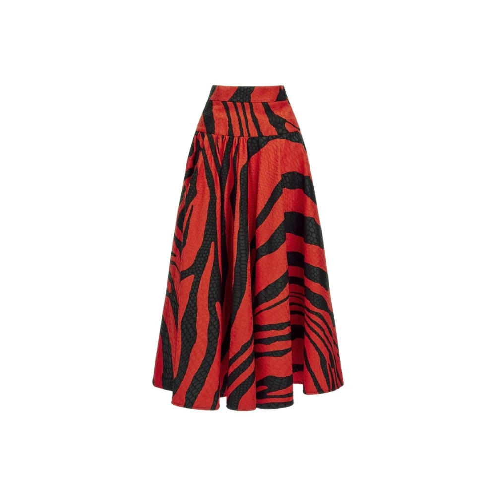 Roberto Cavalli Zebra Print Midi Rok Met Reliëfstructuur Red Dames