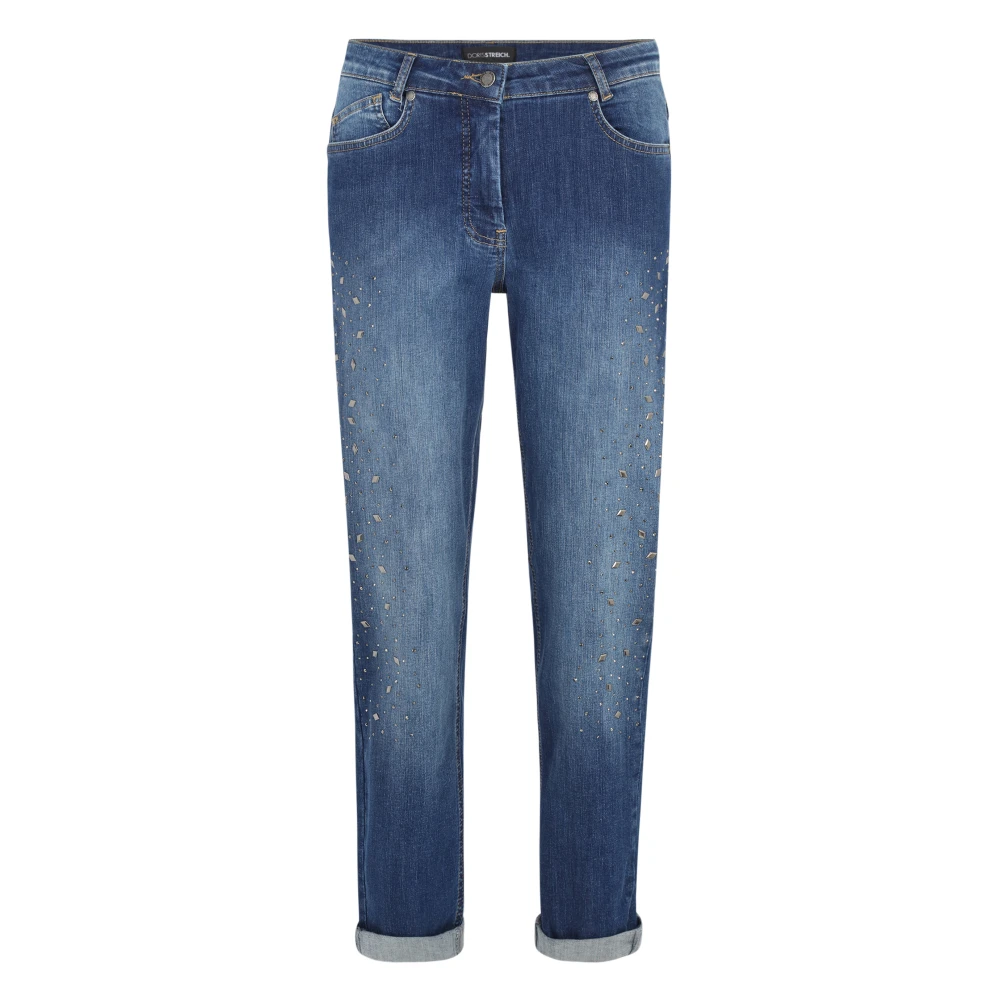 Doris S Slim-Fit Jeans met Metalen Details Blue Dames