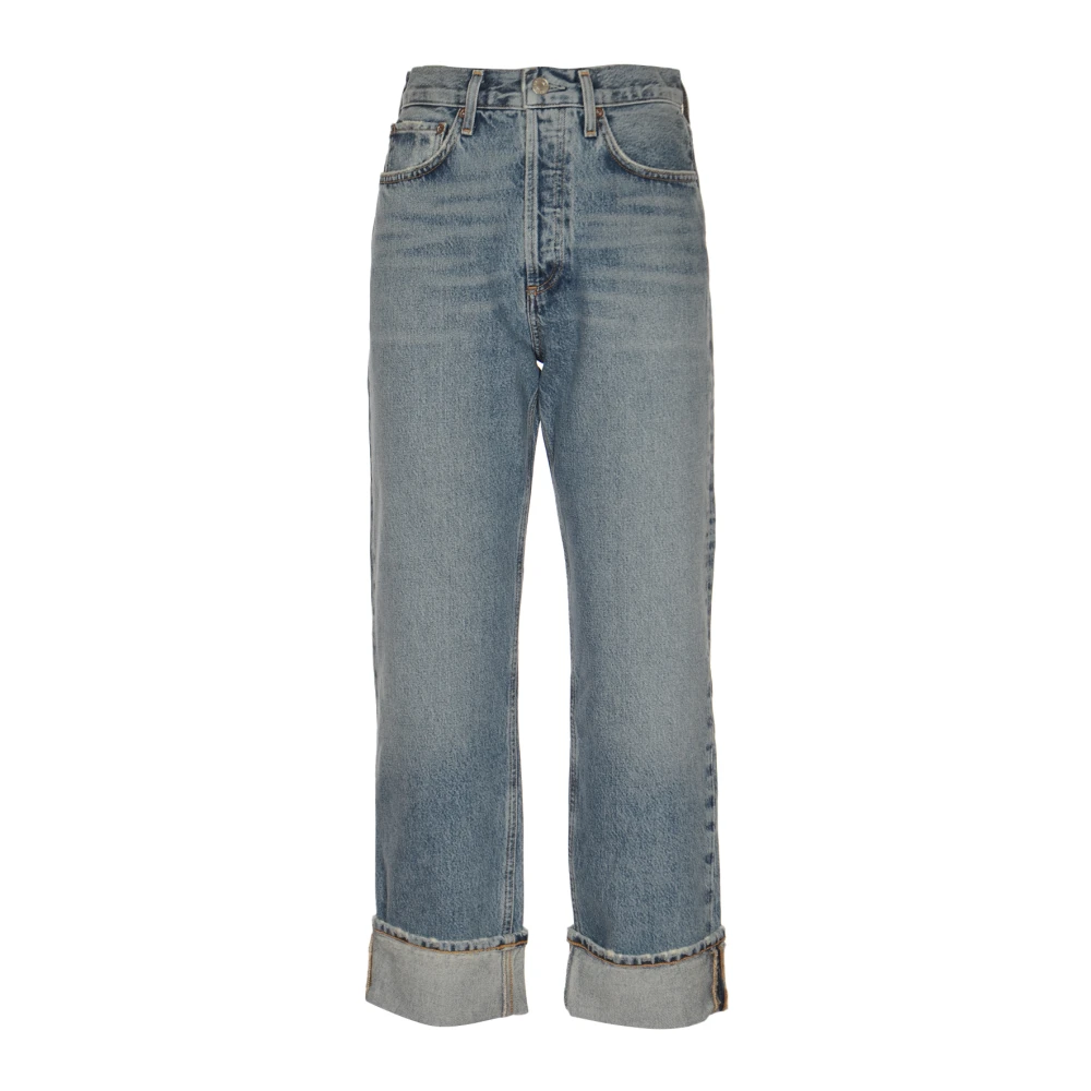 Agolde Straight Low Rise Cropped Jeans Blue Dames