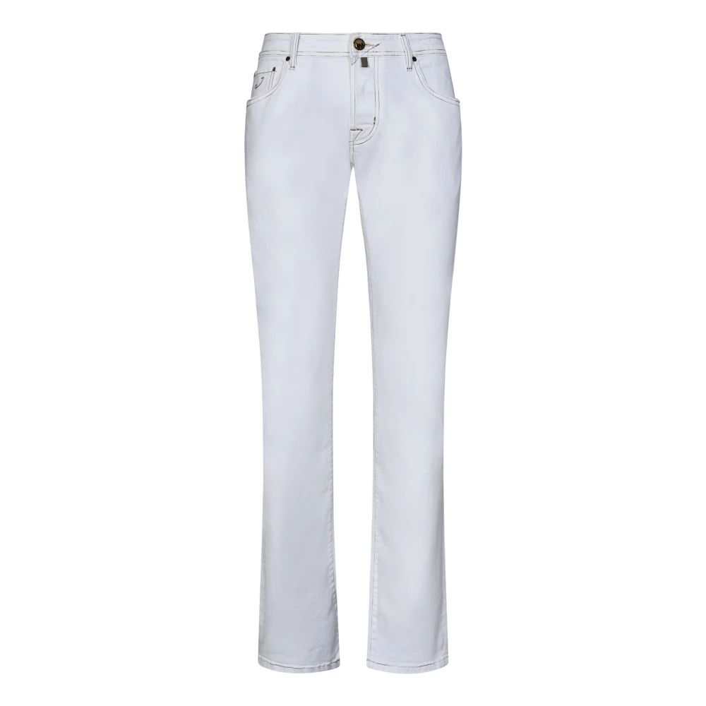 Jacob Cohën Slim-Fit Witte Denim Jeans met Contrasterende Stiksels White Heren
