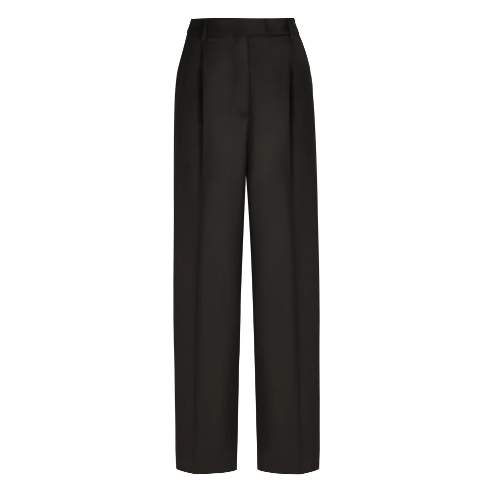 PT Torino Wijde Wollen Broek met Plooien Black Dames