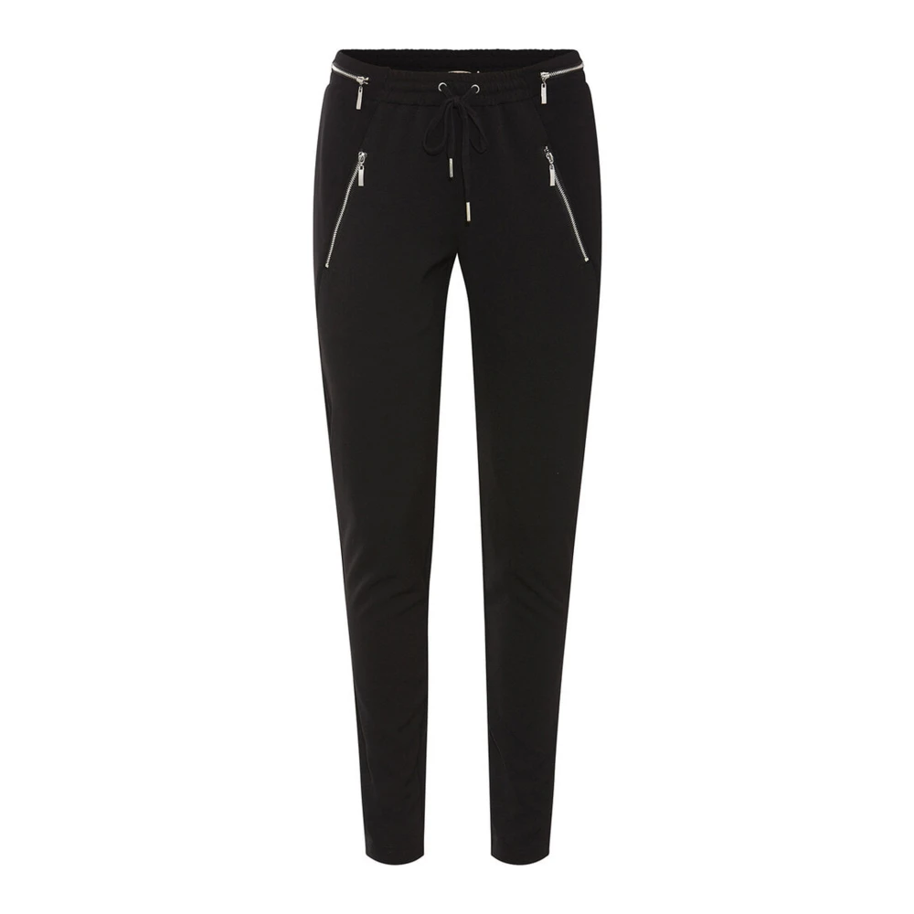 RUE de Femme Casual Zilveren Broek met Ritszakken Black Dames