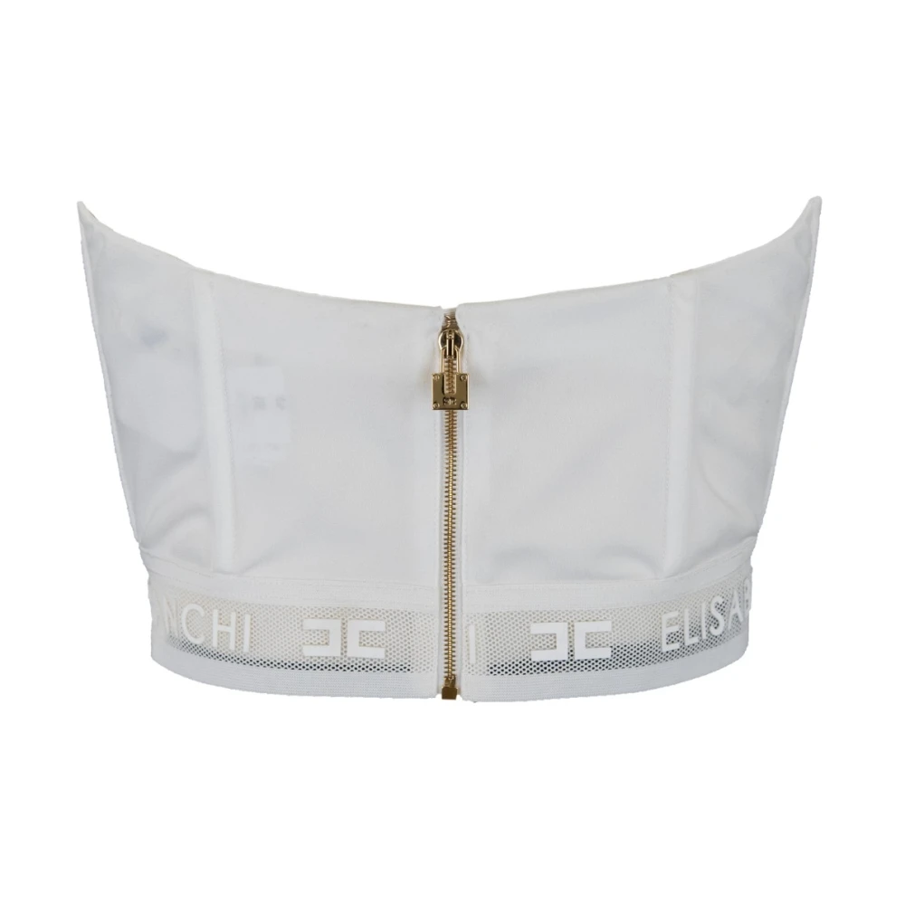 Elisabetta Franchi Top met rits sluiting en logo White Dames