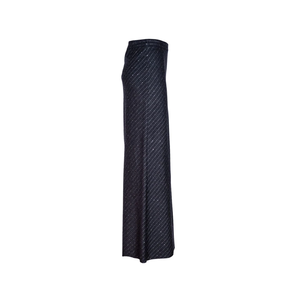 Jucca Hoge taille wollen rok met pailletteninzetten Blue Dames
